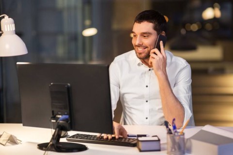 Man on phone in office